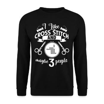 Cross Stitch Pattern Cross Stitch Needles Embroidery Weaving - Unisex Sweatshirt - black - Front - Alina (178cm) & Michal (187cm)