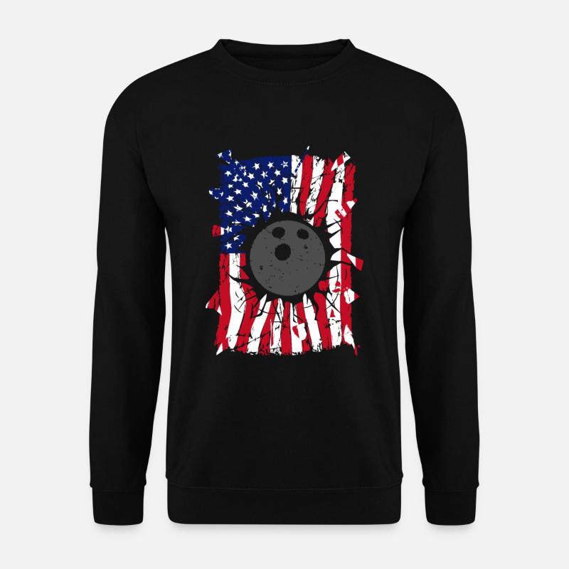 Bowling Torn Drapeau américain - Sweat-shirt Unisexe - noir