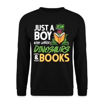 Dinosaur Book Read Dino Read Funny Readers - Unisex Sweatshirt - black - Front - Alina (178cm) & Michal (187cm)
