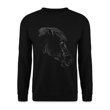 Pferd Realistische Zeichnung Strich Linien Pferd - Unisex Pullover - Schwarz - Vorne - Alina (178cm) & Michal (187cm)