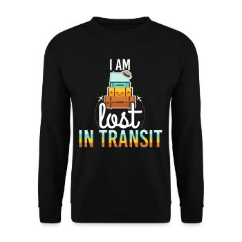 Am Lost In Transit Luggage Pun - Unisex Sweatshirt - black - Front - Alina (178cm) & Michal (187cm)
