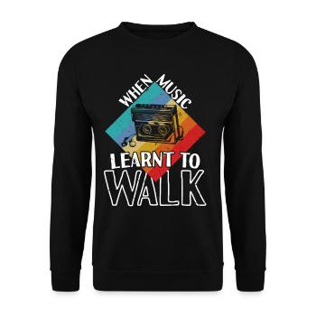 Music Learnt To Walk Walkman - Unisex Sweatshirt - black - Front - Alina (178cm) & Michal (187cm)