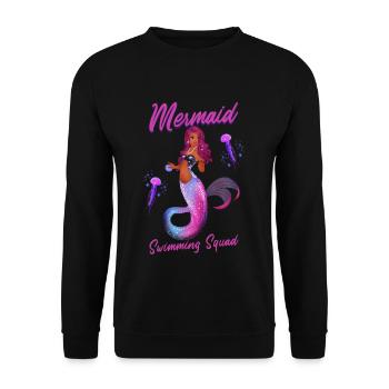 Meerjungfrauen Schwimmen Spruch Mermaid Swimming - Unisex Pullover - Schwarz - Vorne - Alina (178cm) & Michal (187cm)