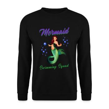Meerjungfrauen Schwimmen Spruch Mermaid Swimming - Unisex Pullover - Schwarz - Vorne - Alina (178cm) & Michal (187cm)