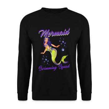 Meerjungfrauen Schwimmen Spruch Mermaid Swimming - Unisex Pullover - Schwarz - Vorne - Alina (178cm) & Michal (187cm)