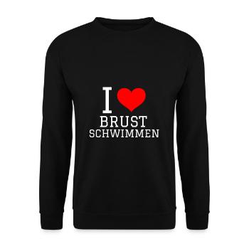 Schwimmen Spruch Lustig I Love Brustschwimmen - Unisex Pullover - Schwarz - Vorne - Alina (178cm) & Michal (187cm)