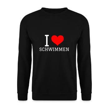 Schwimmen Spruch Lustig I Love Schwimmen - Unisex Pullover - Schwarz - Vorne - Alina (178cm) & Michal (187cm)