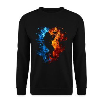 Paintball Rot Blau Feuer Sport Paintball-Liebhaber - Unisex Pullover - Schwarz - Vorne - Alina (178cm) & Michal (187cm)