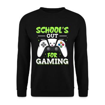 Schools Out For Gaming Gamer Letzter Schultag - Unisex Pullover - Schwarz - Vorne - Alina (178cm) & Michal (187cm)