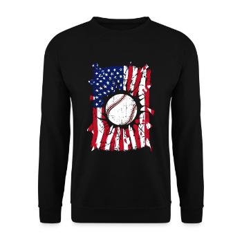 Baseball Torn USA Flag Joueur de baseball - Sweat-shirt Unisexe - noir - Devant - Alina (178cm) & Michal (187cm)