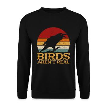 Vintage Birds Arent Real Spy Guard Spy - Unisex Sweatshirt - black - Front - Alina (178cm) & Michal (187cm)
