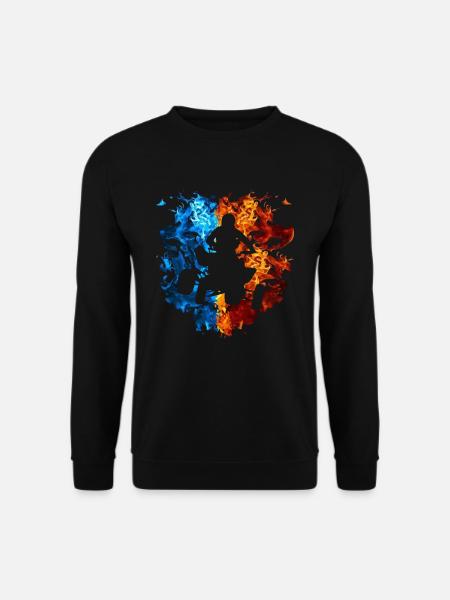 Quad Bike Rot Blau Feuer Quad Bike Fahrer - Unisex Pullover - Schwarz