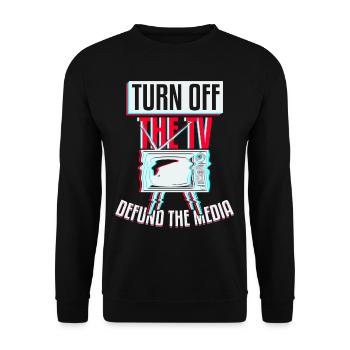 Off The TV Defund Media - Unisex Sweatshirt - black - Front - Alina (178cm) & Michal (187cm)