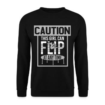 This Girl Flips Any Time - Unisex Sweatshirt - black - Front - Alina (178cm) & Michal (187cm)
