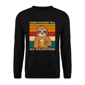 Lieber Gschisse Voll Als Vollgschisse Bier - Unisex Pullover - Schwarz - Vorne - Alina (178cm) & Michal (187cm)