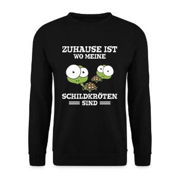 Zuhause Ist Wo Meine Schildkröten Sind - Unisex Pullover - Schwarz - Vorne - Alina (178cm) & Michal (187cm)