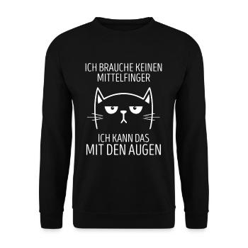 Ich Brauche Keinen Mittelfinger Ich Kann Das Augen - Unisex Pullover - Schwarz - Vorne - Alina (178cm) & Michal (187cm)