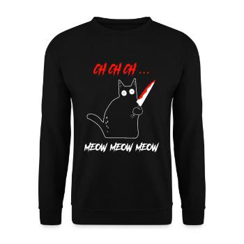 CH CH CH Meow Meow Meow schwarze Katze Messer - Unisex Pullover - Schwarz - Vorne - Alina (178cm) & Michal (187cm)