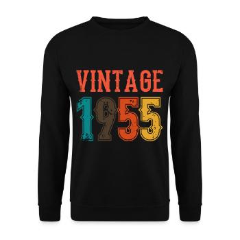 Anniversaire Papa Vintage 1955 - Sweat-shirt Unisexe - noir - Devant - Alina (178cm) & Michal (187cm)