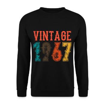 Birthday Papa Vintage 1967 - Unisex Sweatshirt - black - Front - Alina (178cm) & Michal (187cm)