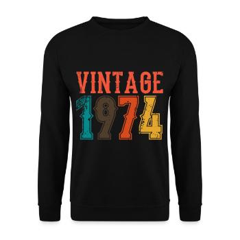 Geburtstag Papa Vintage 1974 - Unisex Pullover - Schwarz - Vorne - Alina (178cm) & Michal (187cm)