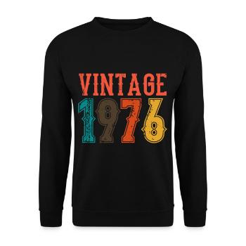 Geburtstag Papa Vintage 1976 - Unisex Pullover - Schwarz - Vorne - Alina (178cm) & Michal (187cm)