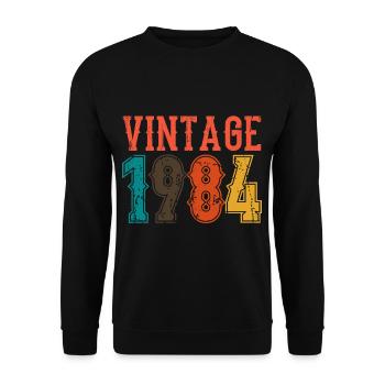 Anniversaire Papa Vintage 1984 - Sweat-shirt Unisexe - noir - Devant - Alina (178cm) & Michal (187cm)