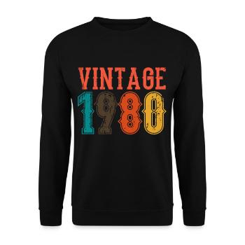 Geburtstag Papa Vintage 1980 - Unisex Pullover - Schwarz - Vorne - Alina (178cm) & Michal (187cm)