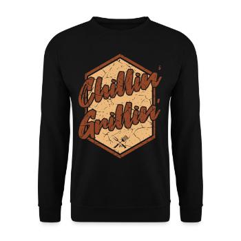 BBQ Grill CHILLIN ET GRILLIN - Sweat-shirt Unisexe - noir - Devant - Alina (178cm) & Michal (187cm)