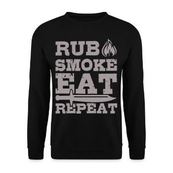 BBQ Grill RUB MANGER RÉPÉTER - Sweat-shirt Unisexe - noir - Devant - Alina (178cm) & Michal (187cm)