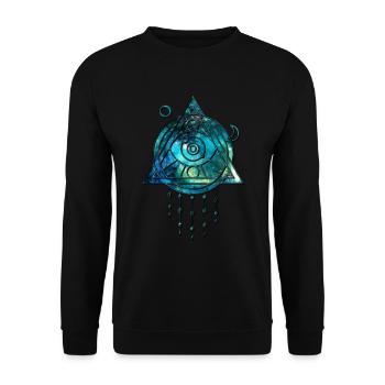 Heilige Geometrie Kosmos Symbol Wicca Spirituell - Unisex Pullover - Schwarz - Vorne - Alina (178cm) & Michal (187cm)