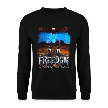 Moto Freedom Vintage Classic Biker - Sweat-shirt Unisexe - noir - Devant - Alina (178cm) & Michal (187cm)