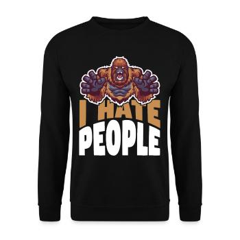 Bigfoot I Hate People - Unisex Sweatshirt - black - Front - Alina (178cm) & Michal (187cm)