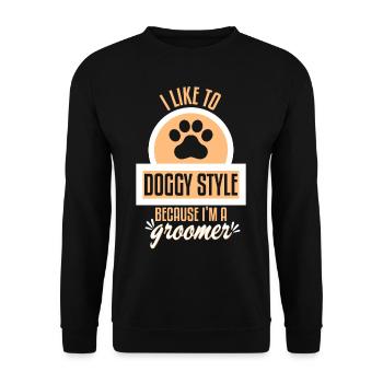 Like To Doggy Style Because Im A Groomer - Unisex Sweatshirt - black - Front - Alina (178cm) & Michal (187cm)