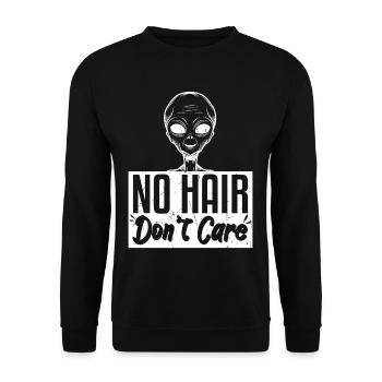 No Hair Dont Care Funny Bald Head - Unisex Sweatshirt - black - Front - Alina (178cm) & Michal (187cm)