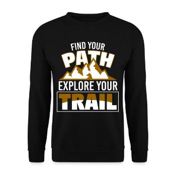 Find Your Path Explore Your Trail - Unisex Sweatshirt - black - Front - Alina (178cm) & Michal (187cm)