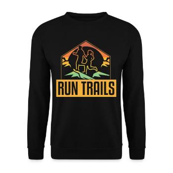 Run Trails Mountains Sunset Trailrunning - Unisex Sweatshirt - black - Front - Alina (178cm) & Michal (187cm)