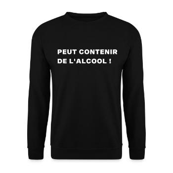 Peut contenir de l'alcool. | T-shirt drôle - Sweat-shirt Unisexe - noir - Devant - Alina (178cm) & Michal (187cm)