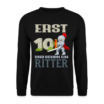 Ritter 10. Geburtstag Jungs Geschenk - Unisex Pullover - Schwarz - Vorne - Alina (178cm) & Michal (187cm)
