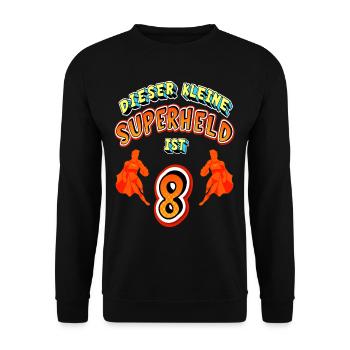 Superhelden 8. Geburtstag Jungs Geschenk - Unisex Pullover - Schwarz - Vorne - Alina (178cm) & Michal (187cm)