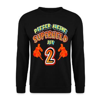 Superhelden 2. Geburtstag Jungs Geschenk - Unisex Pullover - Schwarz - Vorne - Alina (178cm) & Michal (187cm)