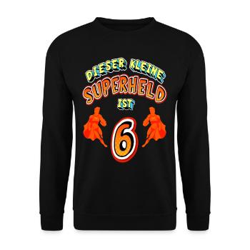 Superhelden 6. Geburtstag Jungs Geschenk - Unisex Pullover - Schwarz - Vorne - Alina (178cm) & Michal (187cm)