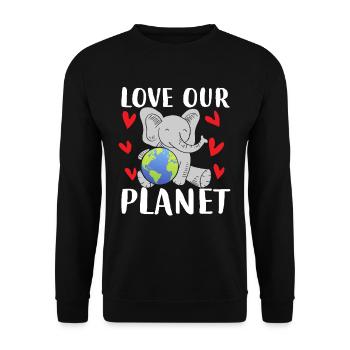 Aimez notre planète Elephant Earth - Sweat-shirt Unisexe - noir - Devant - Alina (178cm) & Michal (187cm)