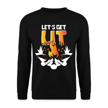 Lets Get Lit Campfire - Unisex Sweatshirt - black - Front - Alina (178cm) & Michal (187cm)