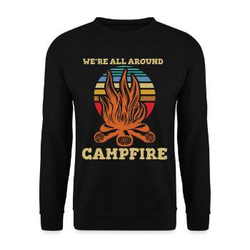Were All Around Campfire - Unisex Sweatshirt - black - Front - Alina (178cm) & Michal (187cm)