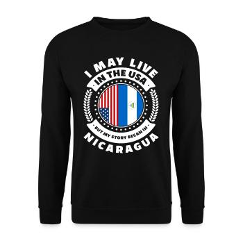 USA Nicaragua Flagge Nicaraguanisches Erbe - Unisex Pullover - Schwarz - Vorne - Alina (178cm) & Michal (187cm)