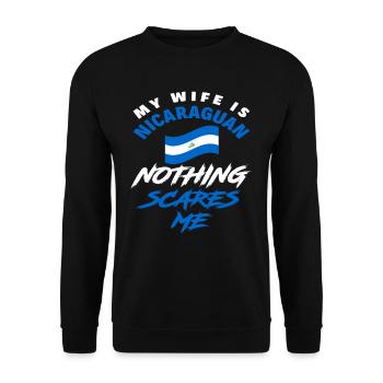 Nicaraguanische Ehefrau Ehemann Lustig Nicaragua - Unisex Pullover - Schwarz - Vorne - Alina (178cm) & Michal (187cm)