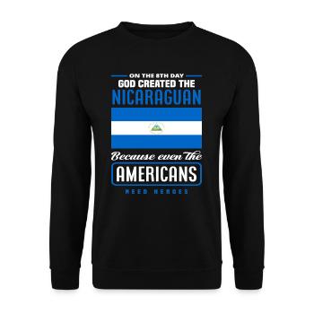 Lustige Gott Schuf Nicaragua Nicaragua - Unisex Pullover - Schwarz - Vorne - Alina (178cm) & Michal (187cm)