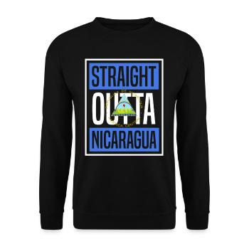 Straight Outta Nicaragua - Unisex Pullover - Schwarz - Vorne - Alina (178cm) & Michal (187cm)