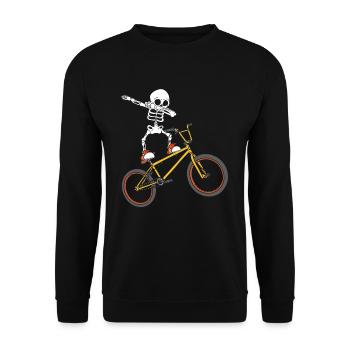 Dabbing Skeleton BMX - Unisex Pullover - Schwarz - Vorne - Alina (178cm) & Michal (187cm)